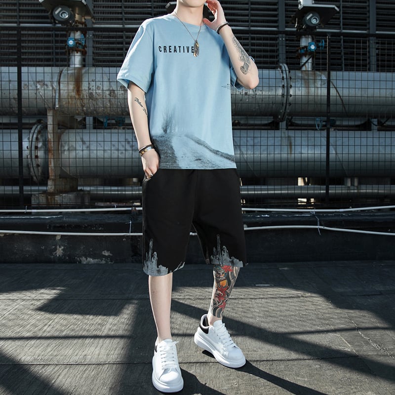 Men's Loose Ice Silk Half Sleeve T-shirt Pi-Mart