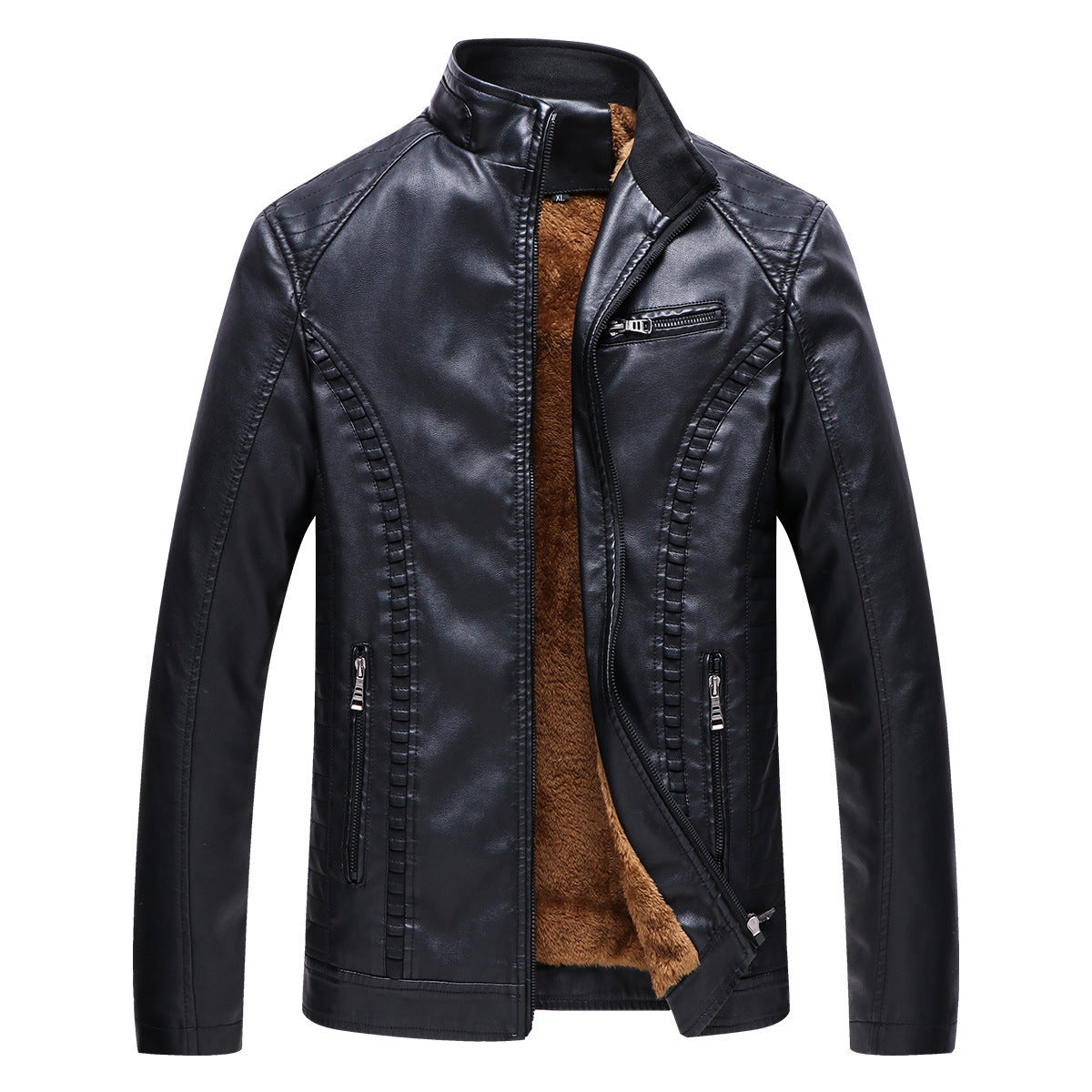 Men's new winter cashmere thick warm leather jacket PU leather jacket LuxuryLifeWay Online Store