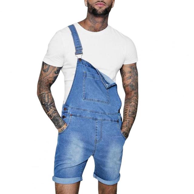Pink Denim Overall Shorts for Men - Plus Size Summer Wear Pi-Mart