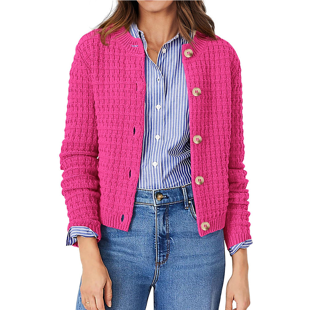 Women's Solid Color Commute Knitted Cardigan Casual Sweater Coat LuxuryLifeWay Online Store