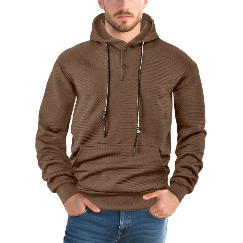 Pullover Solid Color Casual Sports Loose Long Sleeve Hooded Sweater Men LadyShow.Store