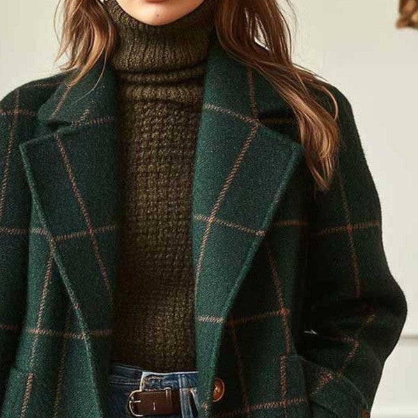 Plaid Mid-length Lapel Large Size Jacket CJD