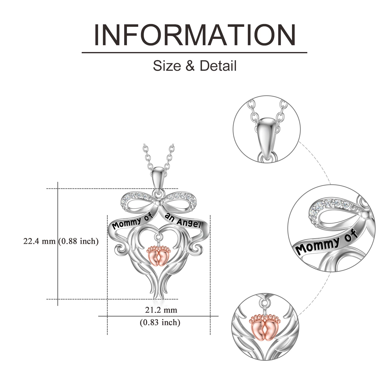 925 Sterling Silver Memorial Grieving Mommy of an Angel Jewelry for Women LadyShow.Store