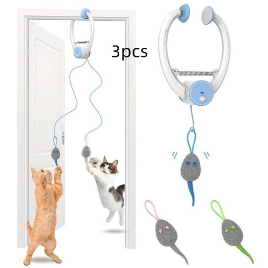 Colorful Beating Mouse Electric Door Holder Hanging Automatic Interactive Toy Pets Fashion