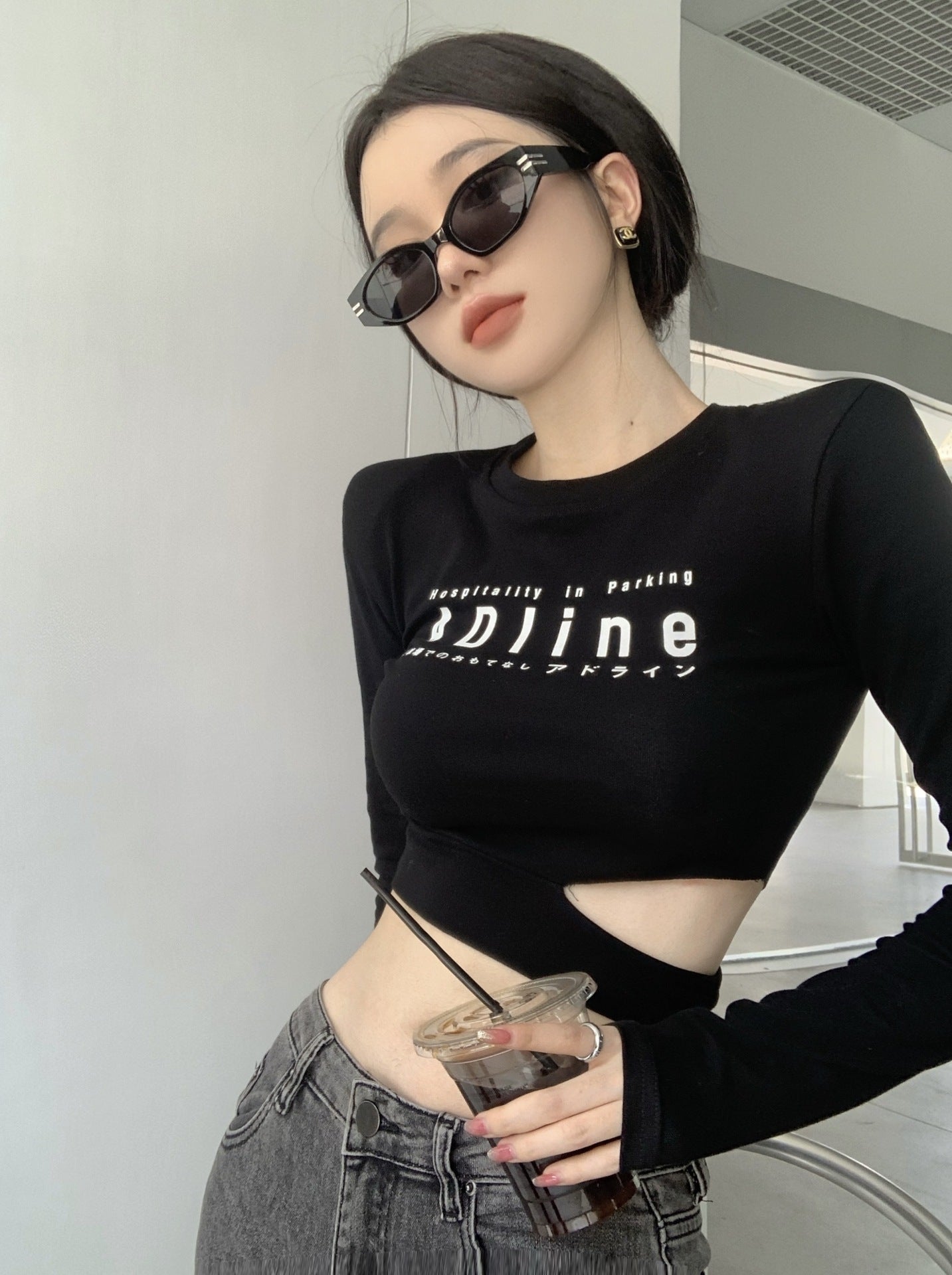 Letter Print Slim Long-Sleeve T-Shirt NorixaFashion.com