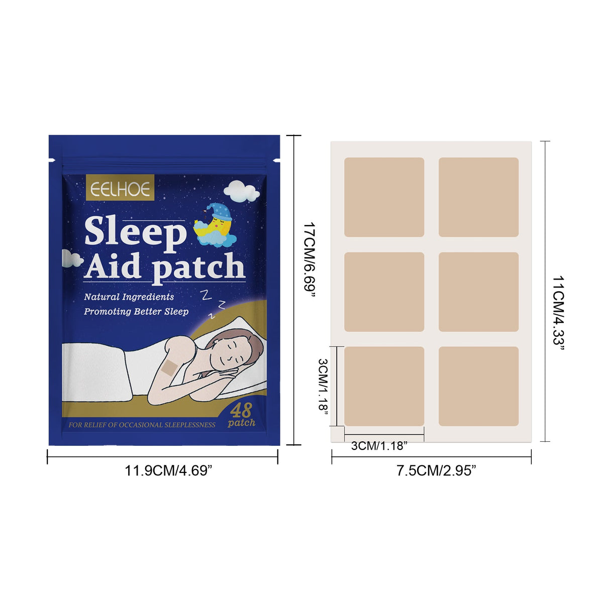 Sleeping Patch 48 Pieces, 6 Patches Per Pack, 8 Pieces Per Bag Tri Light Beauty