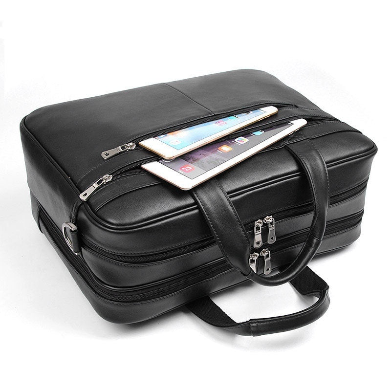 Leather Handbag Briefcase Napa Leather Comfortable Texture Men's Real-leather Bag LadyShow.Store