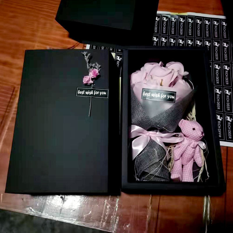 Soap Flower Bear Gift Box Birthday Gift Mother's Day 7 Carnation Valentine's Day Gift Box LadyShow.Store
