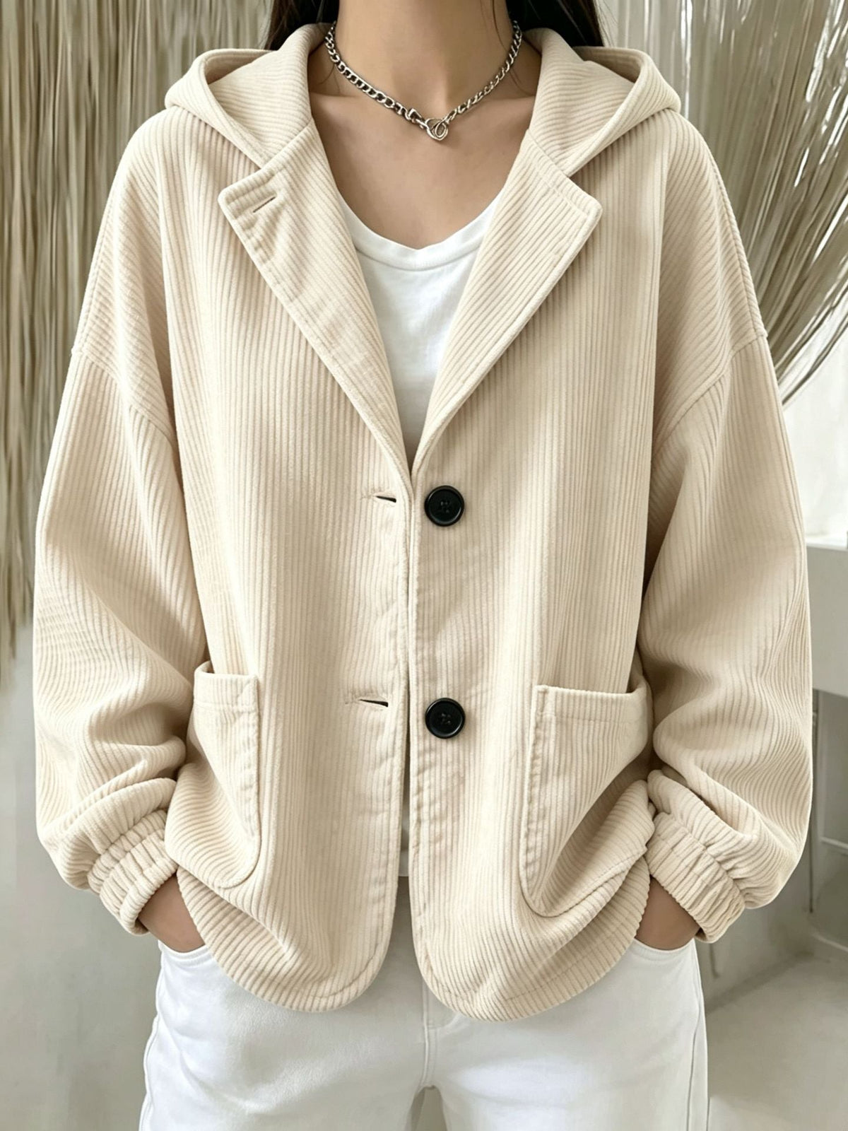 2026 Autumn Winter Cross Border European And American Women's Fashion Casual Corduroy Hooded Jacket Cardigan Sweatshirt Top NorixaFashion.com