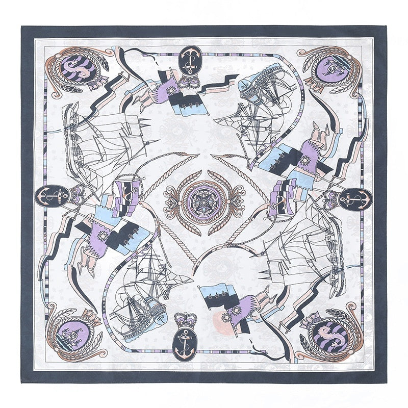 Elegant Printed Silk Square Scarf NorixaFashion.com