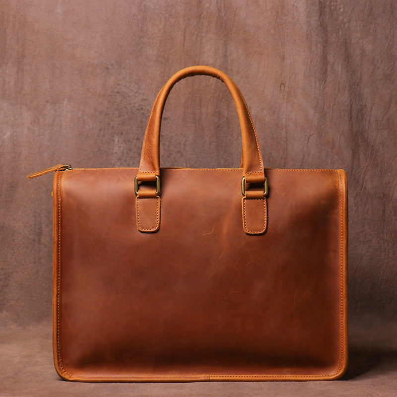 Men's Bag Crazy Horse Leather Briefcase For Laptop CJD