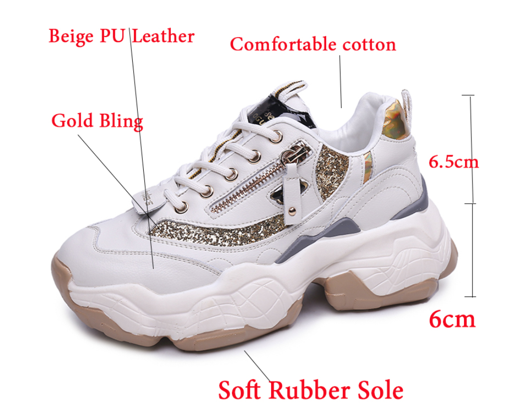 Women’s Sequin Chunky Sole Sneakers (Dad Shoes) LadyShow.Store
