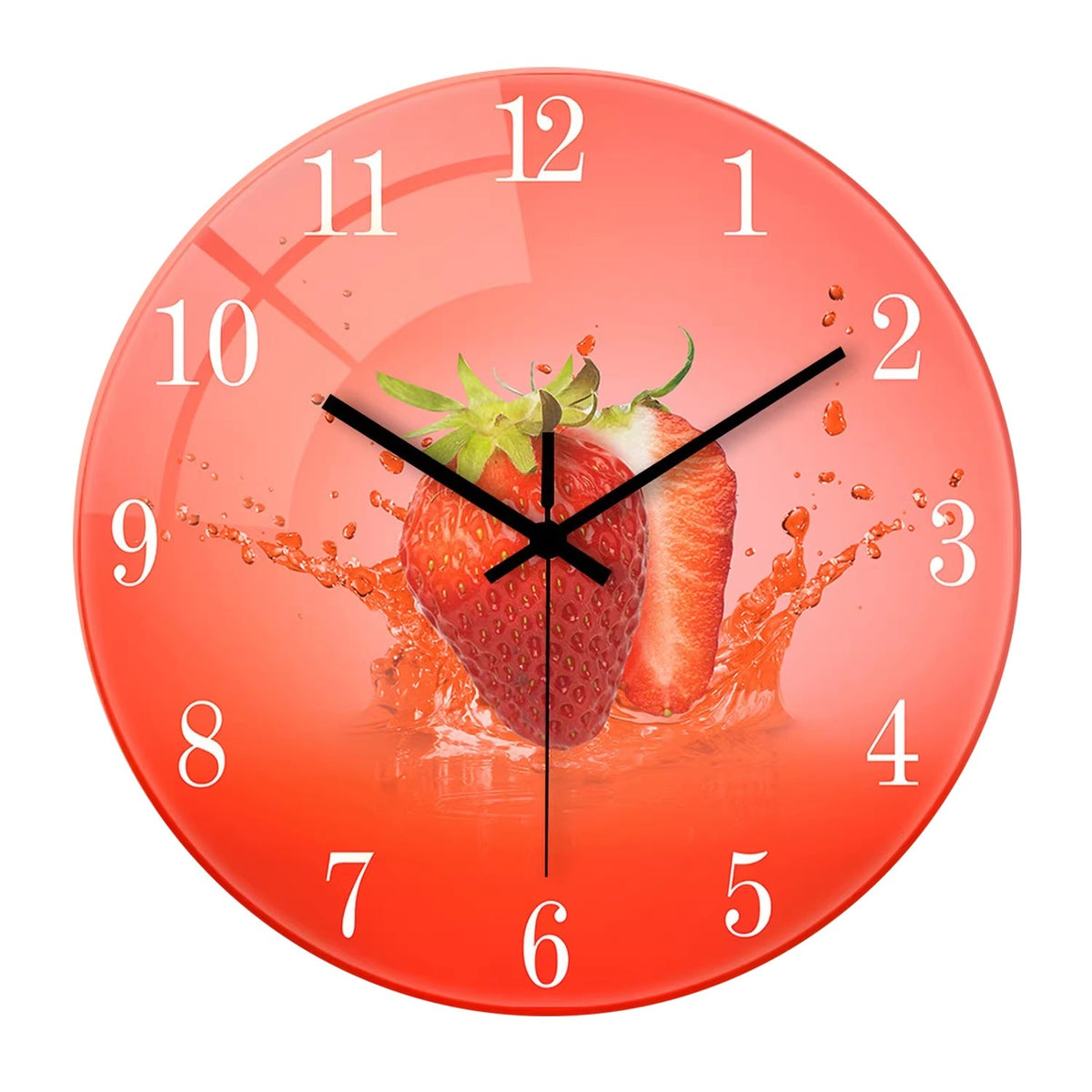Fruit-colored Quiet-design Creative Glass Wall Clock Quartz Wall Clock PearlNestDecor.com
