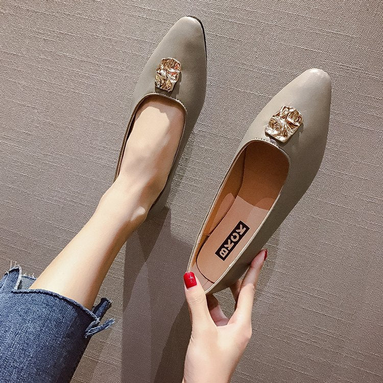 Fashionable Women's Flat Shoes with Metal Accents LadyShow.Store