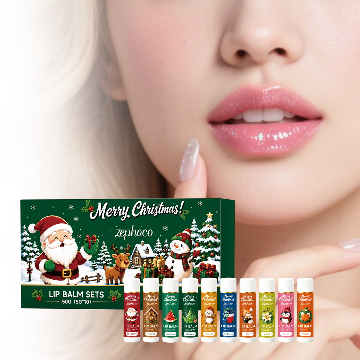 Christmas Moisturizing Lipstick Set 50g  Product Size 1.67x1.67x6.67cm Tri Light Beauty