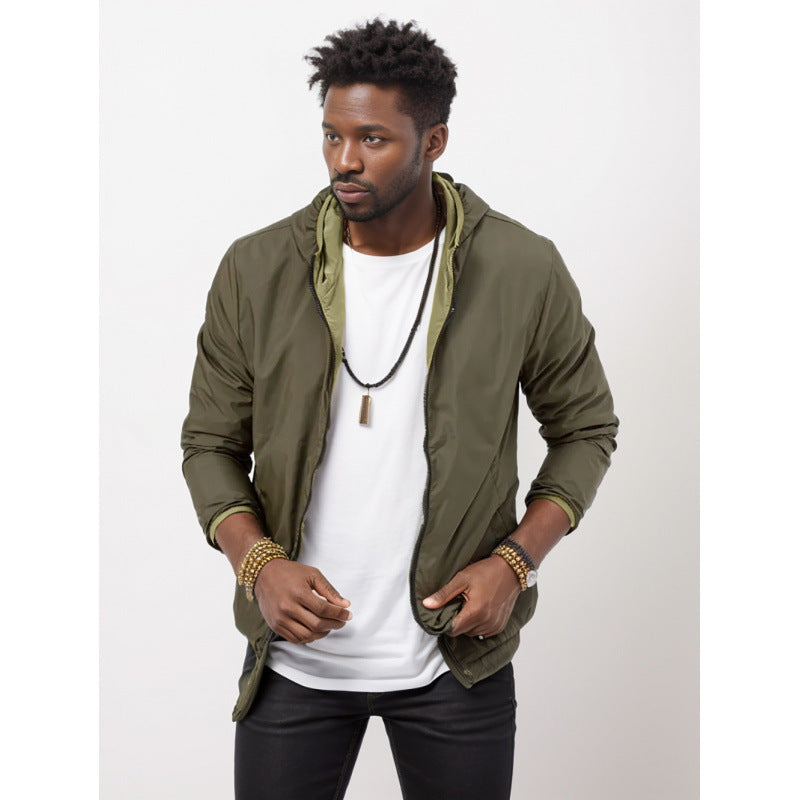 Mens Clothing Solid Color Zipper Reversible Trendy Coat Best YouTube Store