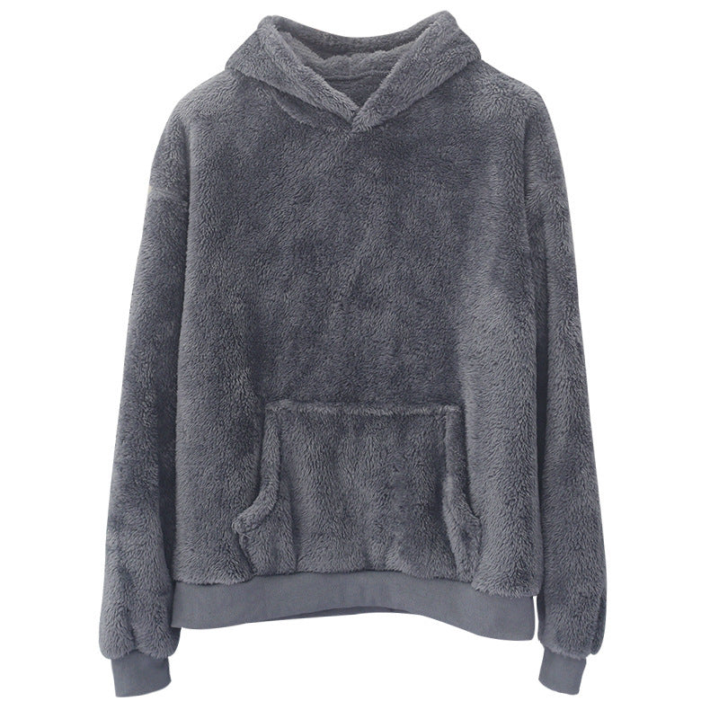 Double-sided Velvet Hooded Sweater Men's Plush Sweatshirt With Pockets LadyShow.Store