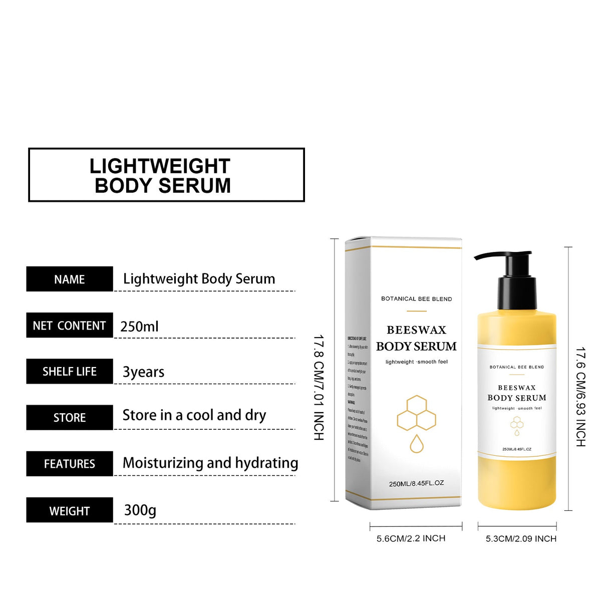 Mild, Moisturizing, Soft And Refreshing Skin Texture, Easy To Apply To The Whole Body, Daily Skin Care, Beeswax Body Essence, 250ml, 1 Box Tri Light Beauty
