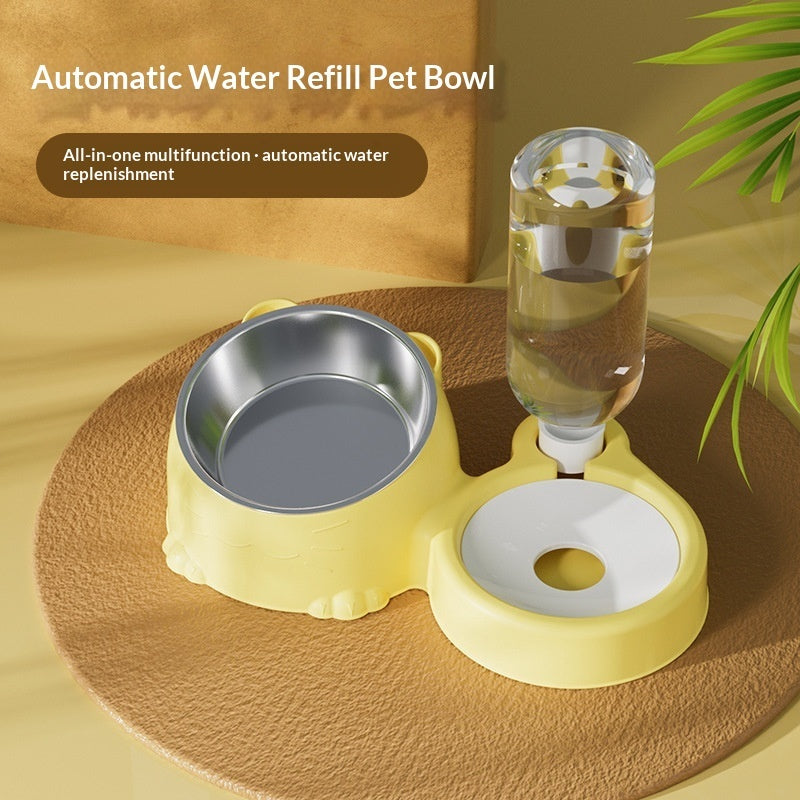 Pet Double Bowl Anti-Tip Cute Stainless Steel Food Bowl Pets Fashion