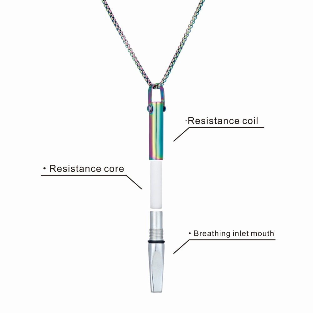 Breathing Resistance Whistle Necklace Round Tube Built-in Cotton Core LadyShow.Store