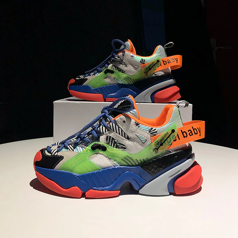 Trendy Color Block Platform Sneakers for Women