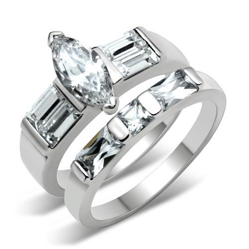 6X089 - Rhodium Brass Ring with AAA Grade CZ  in Clear LuxuryLifeWay Online Store