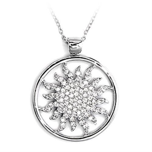 6X324 - High-Polished 925 Sterling Silver Chain Pendant with AAA Grade CZ  in Clear LuxuryLifeWay Online Store