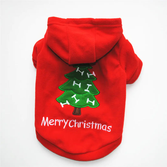 Thick Fluffy Hooded Jacket for Puppies - Christmas Style