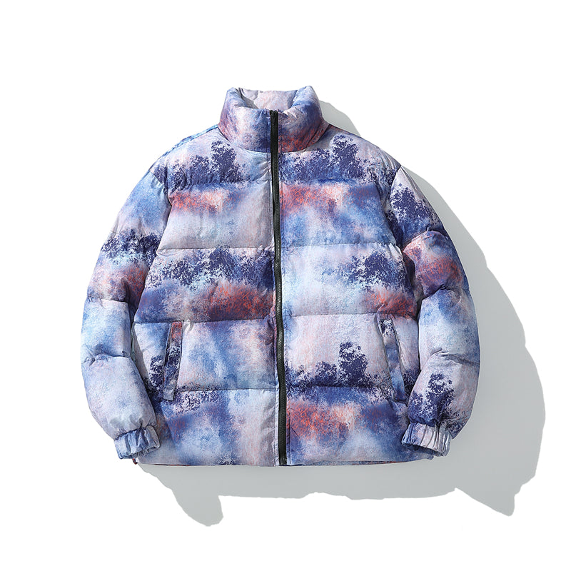 ins European and American graffiti printed cotton coat