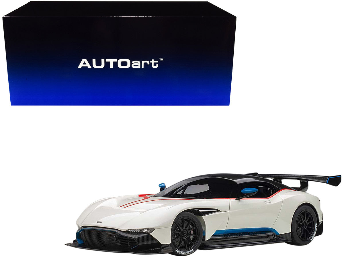 Aston Martin Vulcan Stratus White with Red and Blue Stripes 1/18 Model Car by Autoart LuxuryLifeWay Online Store