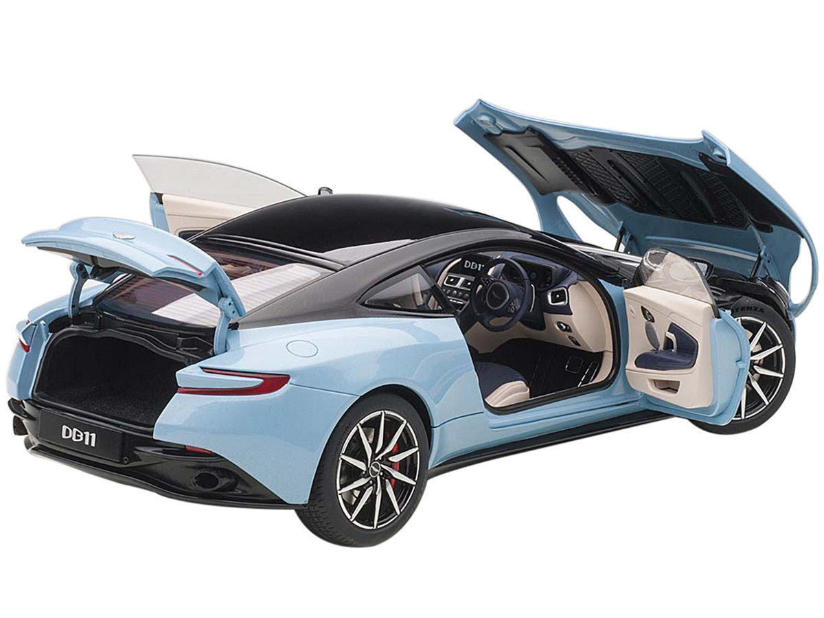 Aston Martin DB11 Q Frosted Glas Blue with Black Top 1/18 Model Car by Autoart LuxuryLifeWay Online Store
