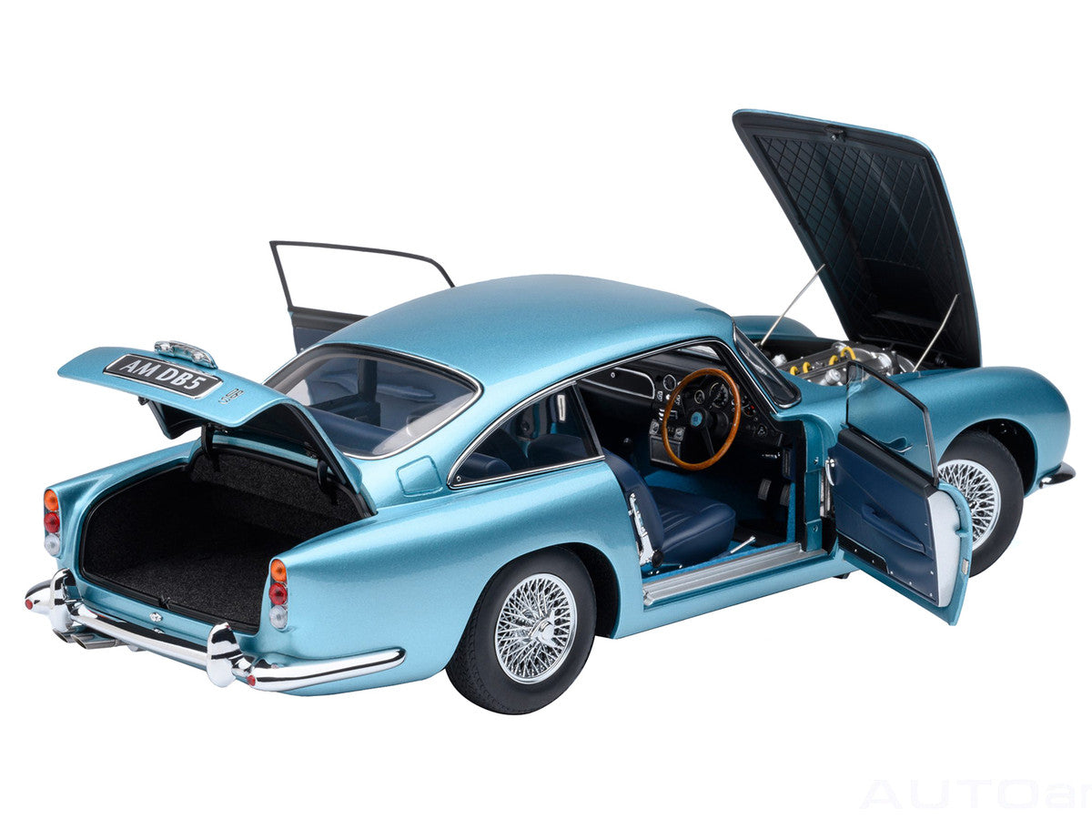 Aston Martin DB5 RHD (Right Hand Drive) Caribbean Pearl Blue Metallic 1/18 Model Car by Autoart LuxuryLifeWay Online Store