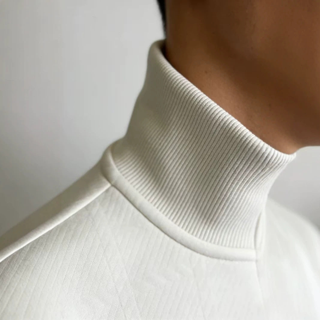 Men's Half-Zip Stand-Up Collar Knit Pullover With Jacquard Texture, 2026 Autumn-Winter Leisure Long-Sleeve Hooded Jacket NorixaFashion.com