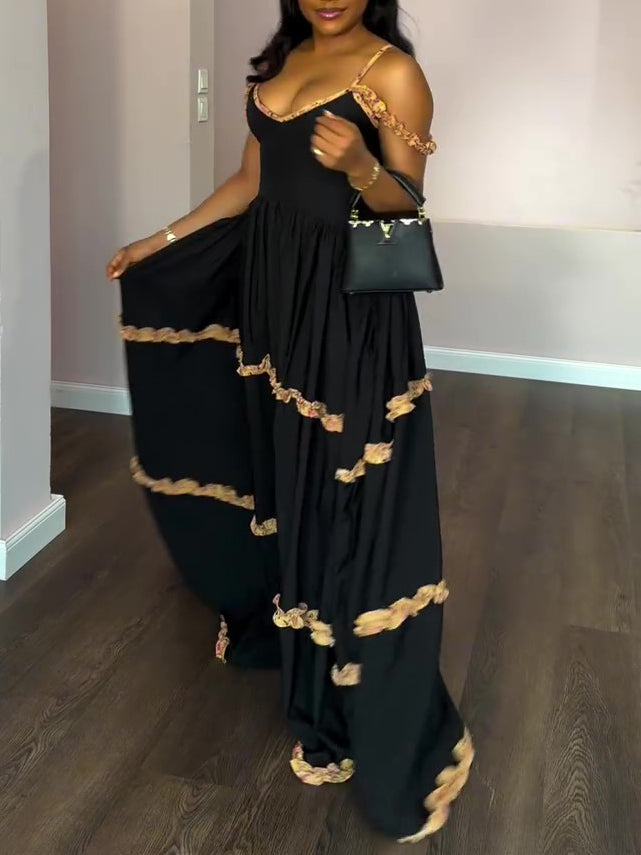 Black Lace Halter Dress NorixaFashion.com