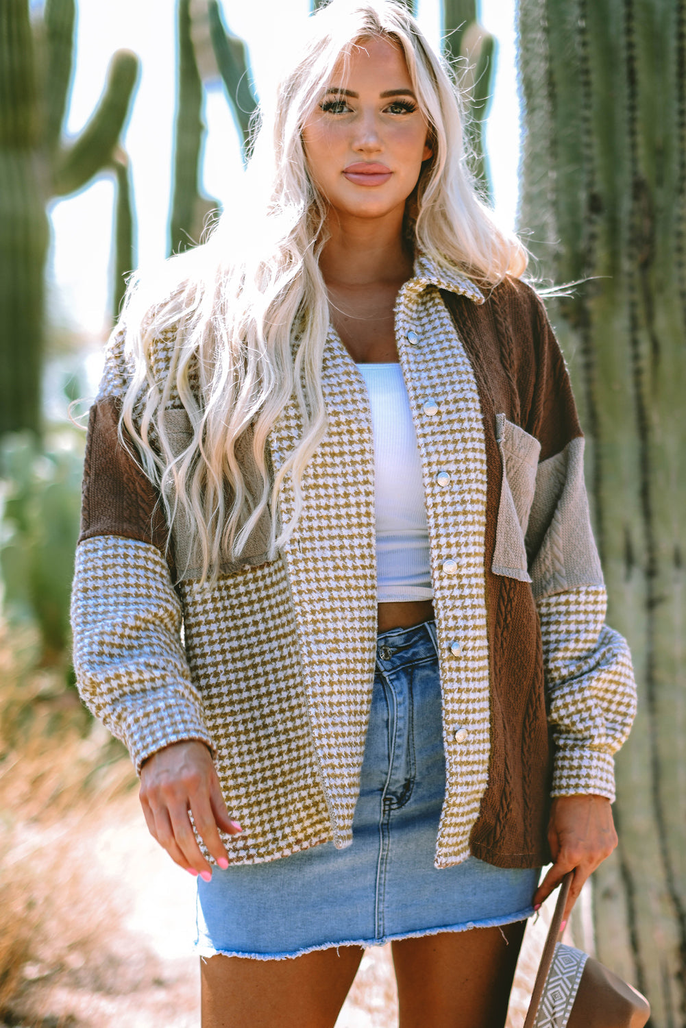 Luna Houndstooth Loose Shacket LuxuryLifeWay Online Store
