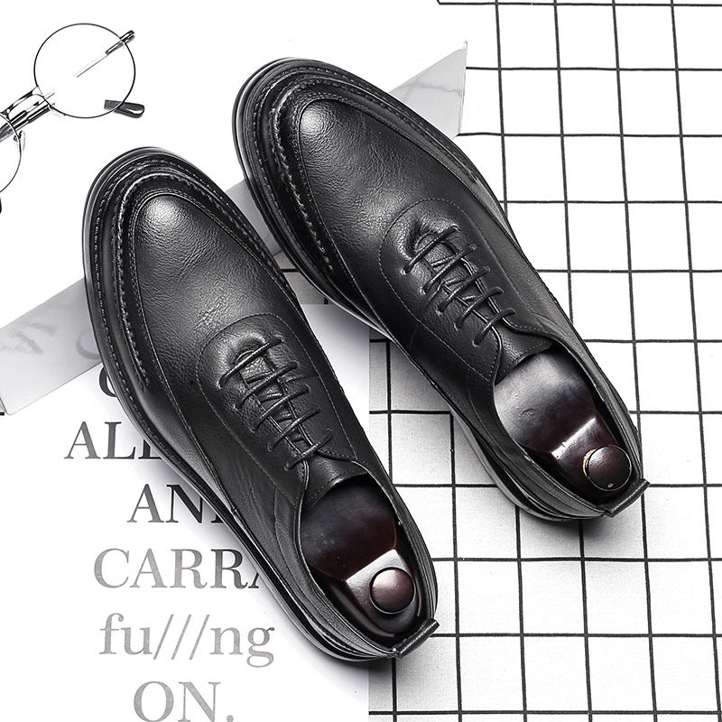 Round toe lace-up patent leather shoes LadyShow.Store