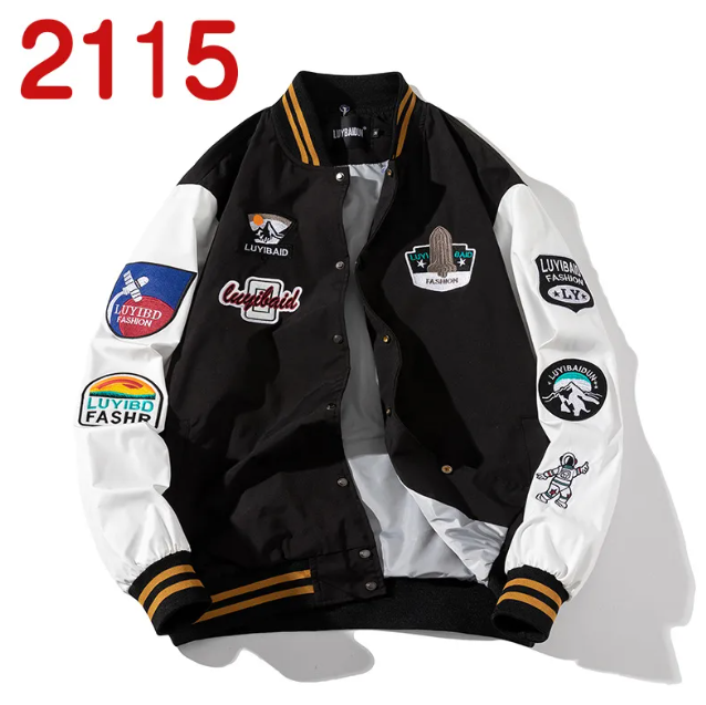 Embroidered Color Block Baseball Jacket Best YouTube Store