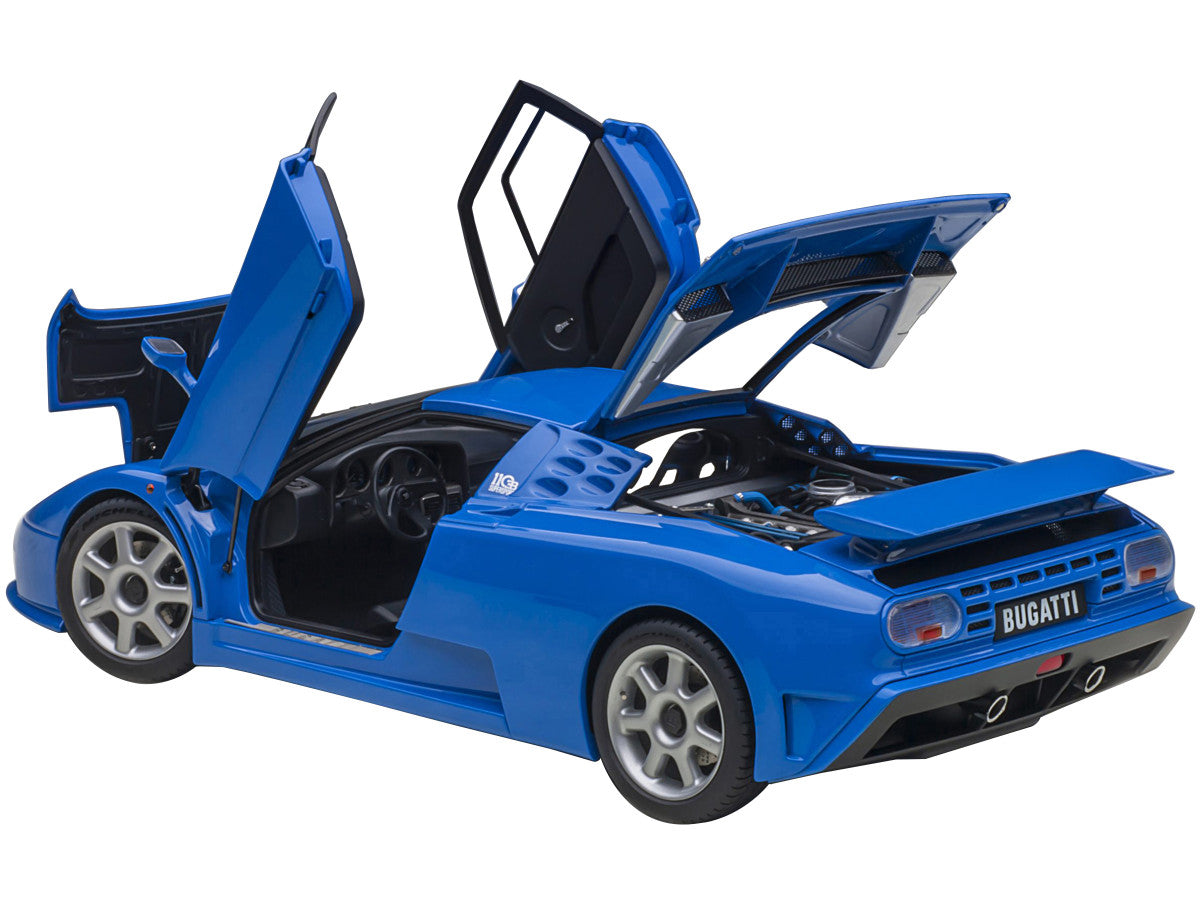 Bugatti EB110 SS Super Sport French Racing Blue with Silver Wheels 1/18 Model Car by Autoart LuxuryLifeWay Online Store