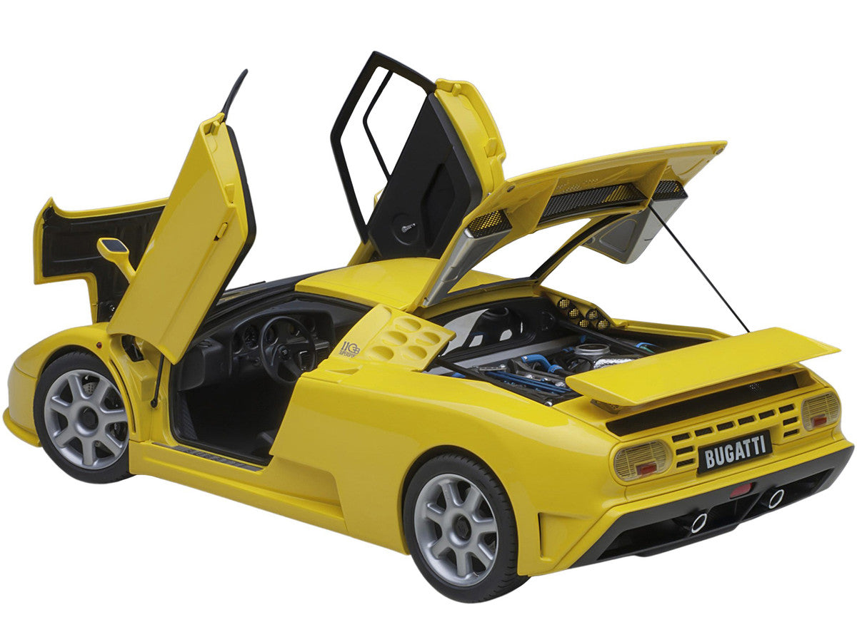 Bugatti EB110 SS Super Sport Giallo Bugatti Yellow with Silver Wheels 1/18 Model Car by Autoart LuxuryLifeWay Online Store