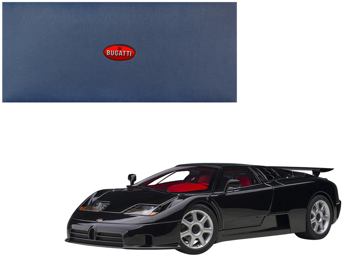 Bugatti EB110 SS Super Sport Nero Vernice Black with Red Interior and Silver Wheels 1/18 Model Car by Autoart LuxuryLifeWay Online Store
