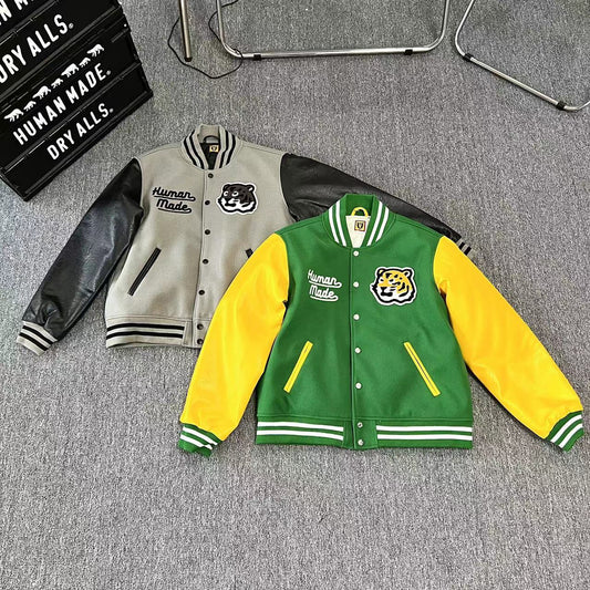 Tiger Embroidered Leather Jacket Couple Loose Fall And Winter Baseball Uniform Best YouTube Store