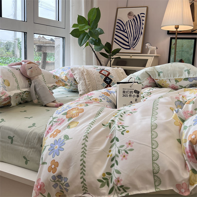 Washed Cotton Bed Sheet Quilt Cover Four-piece Set