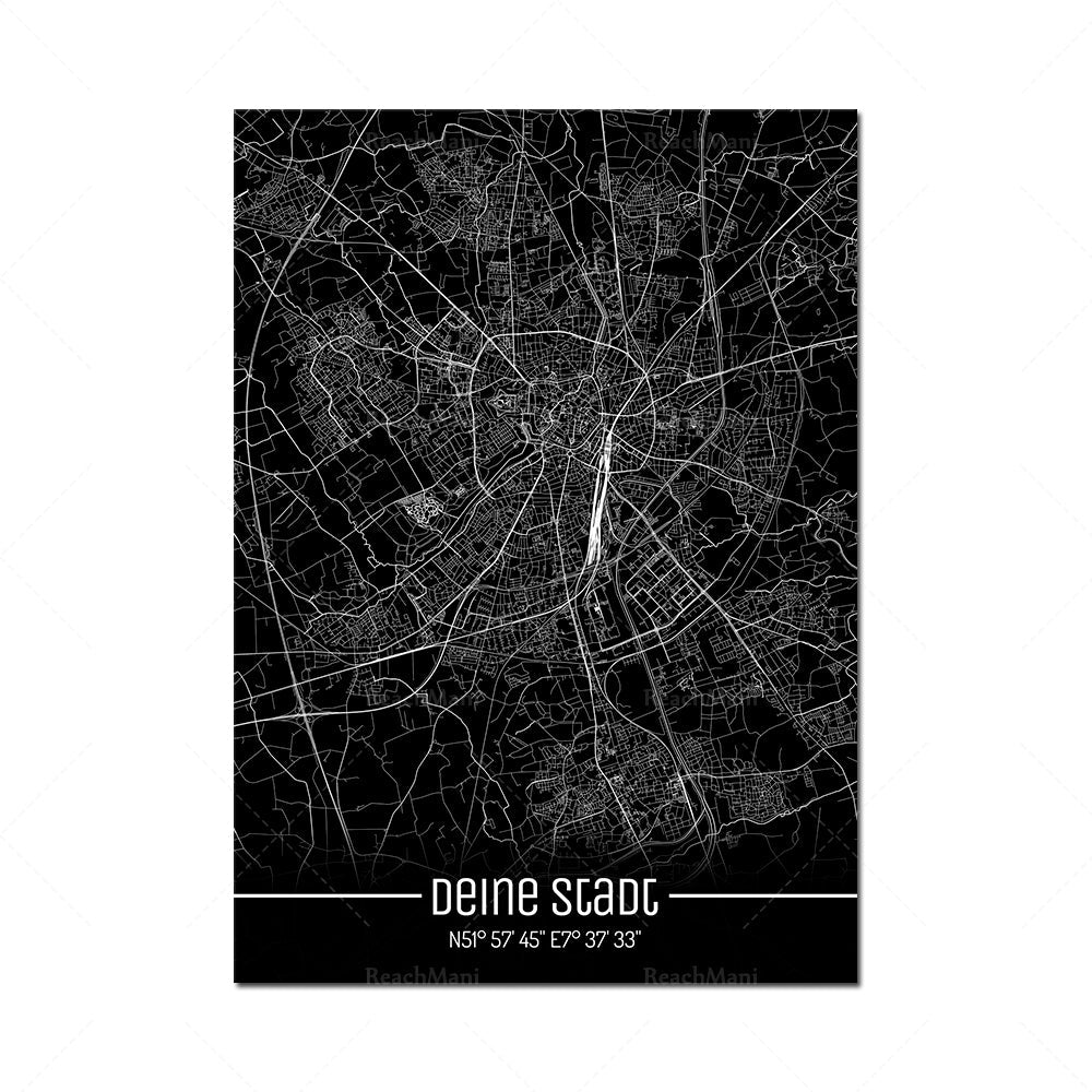Map Black Line Poster Canvas Painting Home Decor Wall Art PearlNestDecor.com
