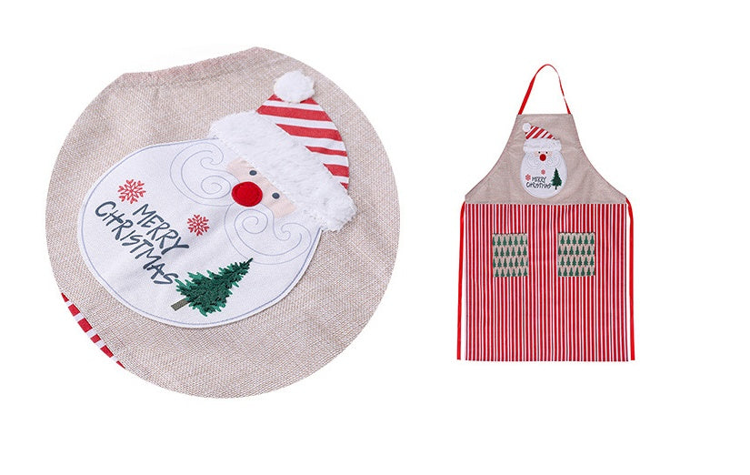 Santa Linen Apron Creative Kitchen Cleaner Sleeveless PearlNestDecor.com