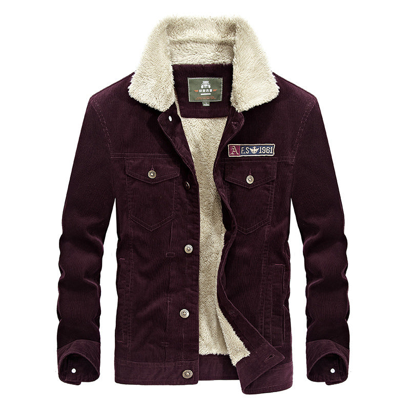 Men's Corduroy Jacket with Fleece Lining (Plus Size) Pi-Mart