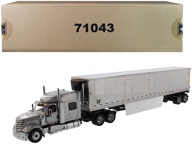 International LoneStar Sleeper Cab Silver with 53' Reefer Refrigerated Chrome Plated Van Trailer "Transport Series" 1/50 Diecast Model by Diecast Masters LuxuryLifeWay Online Store
