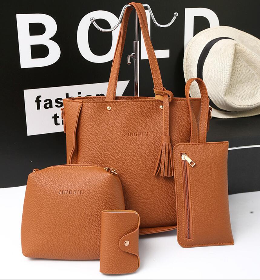 Women Bag Set Top-Handle Big Capacity Female Tassel Handbag Fashion Shoulder Bag Ladies PU Leather Crossbody Bag bolsas feminin