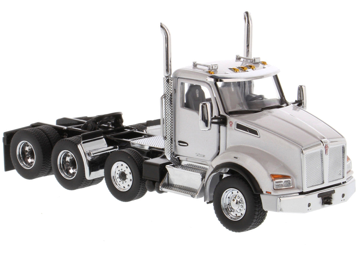 Kenworth T880 SBFA Day Cab Pusher-Axle Tandem Truck Tractor White Metallic 1/50 Diecast Model by Diecast Masters LuxuryLifeWay Online Store