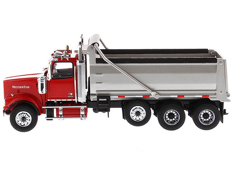 Western Star 4900 SF Dump Truck Red and Silver 1/50 Diecast Model by Diecast Masters LuxuryLifeWay Online Store