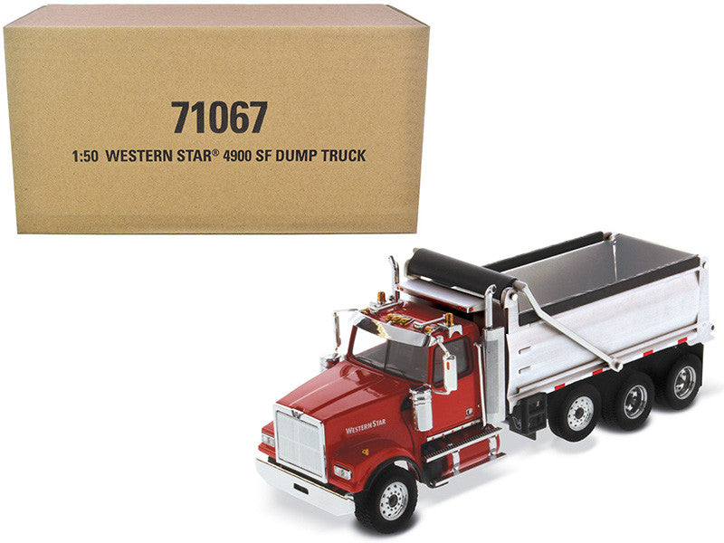 Western Star 4900 SF Dump Truck Red and Silver 1/50 Diecast Model by Diecast Masters LuxuryLifeWay Online Store